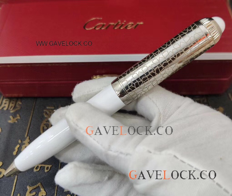 Buy Replica Cartier Roadster Ballpoint Pen - Silver and White